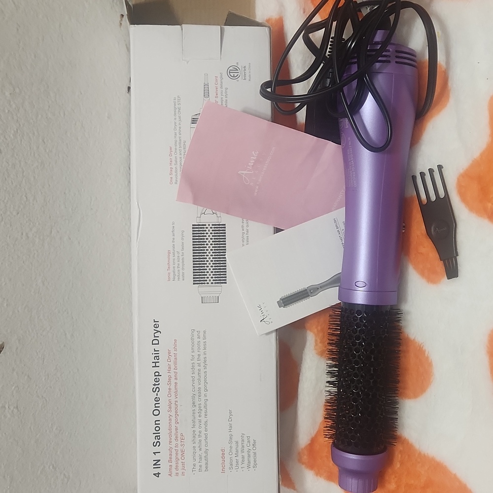 Aima Beauty Salon 4 in 1  One Step Hot Air Brush Styler Purple OPEN BOX